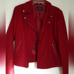NWOT Never Worn Dark Wine Red Banana Republic Wool Blend Moto Jacket, XL, 12-14